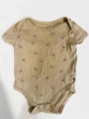 GAP Tan One-Piece Bodysuit with Multicolor Rainbow Print